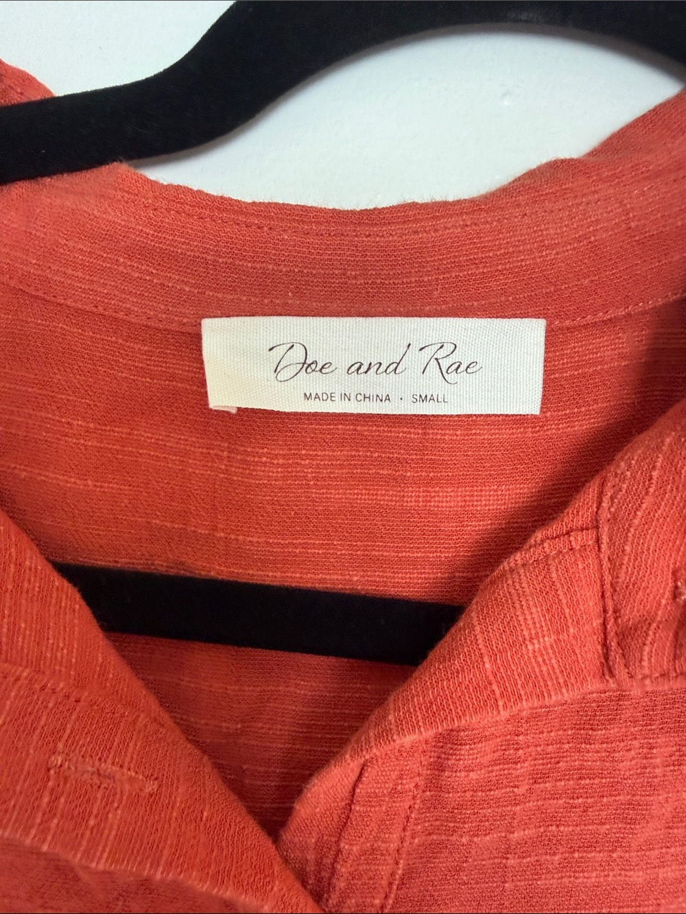 Doe & Rae Rustic Orange Red Button-Front Gauze Shirt - Picture 2 of 4